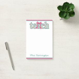 Preppy Floral Teach with Pink Bow Post-it Notes