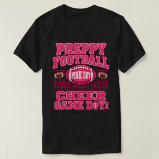 Preppy Football Pink Out Tackle Breast Cancer Fans T-Shirt