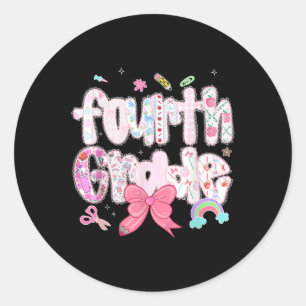 Preppy Fourth Grade Back To School 4th Grade Girl Classic Round Sticker