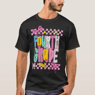 Preppy Fourth Grade Back To School 4th Grade Teach T-Shirt