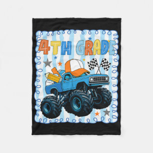 Preppy Fourth Grade Back To School Funny Truck For Fleece Blanket