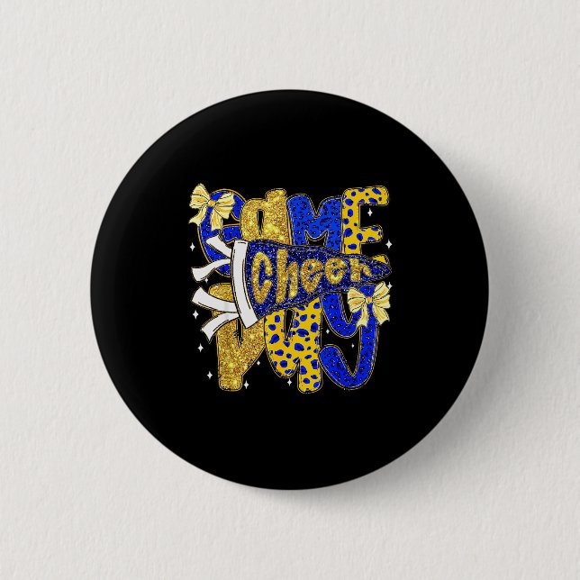 Preppy Game Day Football Mom Pennant Flag Cheer Bl 6 Cm Round Badge (Front)