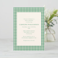 Preppy Garden Green Gingham Plaid Baby Shower
