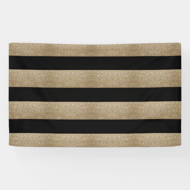 preppy geometric pattern black and gold stripes banner (Horizontal)