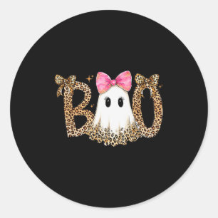 Preppy Ghost Boo,leopard Soky Coquette,halloween F Classic Round Sticker