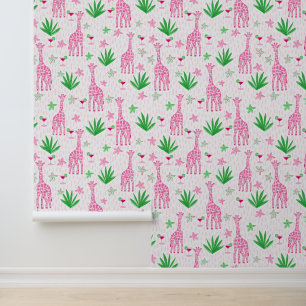 Preppy Giraffes Cosmopolitans & Floral Wallpaper