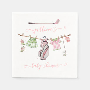 Preppy Girl Golf Baby Shower Clothesline Napkin