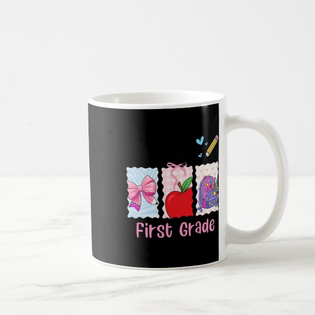 Preppy Girly Back To School Hello First Grade Teac Coffee Mug (Right)