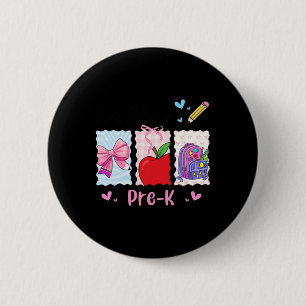 Preppy Girly Back To School Hello Pre-k Preschool 6 Cm Round Badge