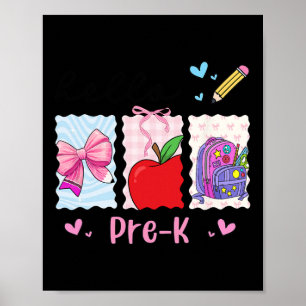 Preppy Girly Back To School Hello Pre-k Preschool  Poster