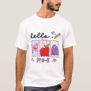 Preppy Girly Back To School Hello Pre-k Preschool T-Shirt