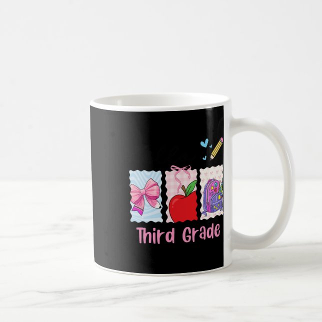 Preppy Girly Back To School Hello Third Grade Teac Coffee Mug (Right)