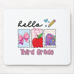 Preppy Girly Ck To School Hello Third Grade Teache Mouse Pad