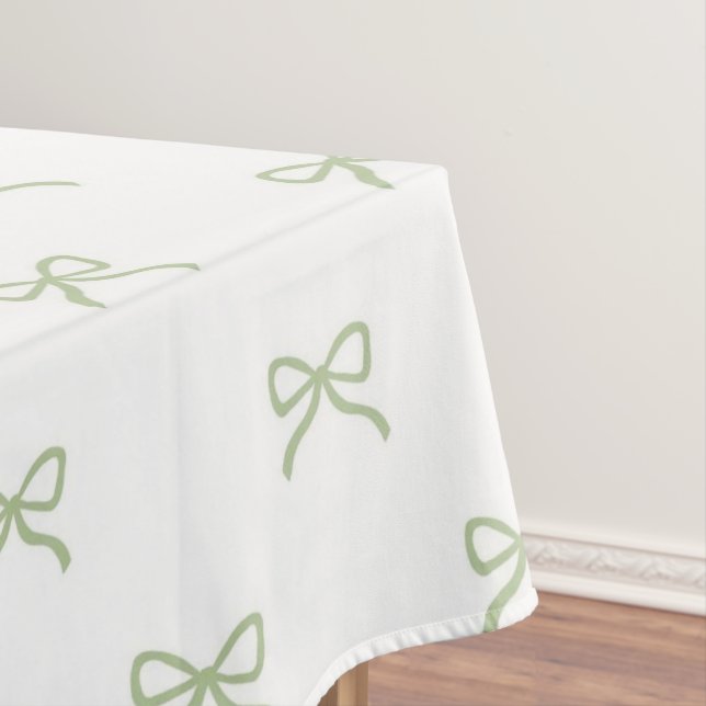 Preppy Girly Green Bow Pattern Spring & Summer  Tablecloth (In Situ)