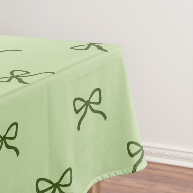 Preppy Girly Green Bow Pattern Spring & Summer  Tablecloth (In Situ)