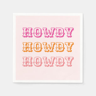 Preppy Girly Howdy Hot Pink Orange Napkin
