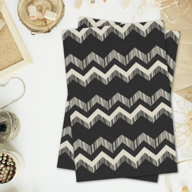 Preppy Girly Pattern Black And Grey Chevron Tissue Paper (Preppy Girly Pattern Black And Grey Chevron Tissue Paper)