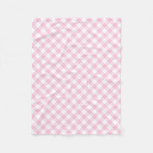 Preppy Girly Pink Gingham Plaid Pattern Fleece Blanket