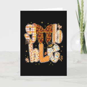 Preppy Gobble Coquette Lace Bow Fall Thanksgiving Card