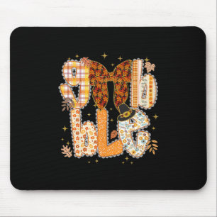Preppy Gobble Coquette Lace Bow Fall Thanksgiving Mouse Pad