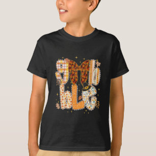 Preppy Gobble Coquette Lace Bow Fall Thanksgiving T-Shirt