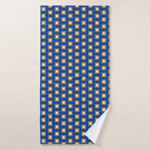 Preppy Gold and Bronze Geometric Grid Pattern Bath Towel