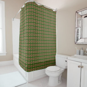 Preppy Gold and Bronze Geometric Grid Pattern Sh Shower Curtain