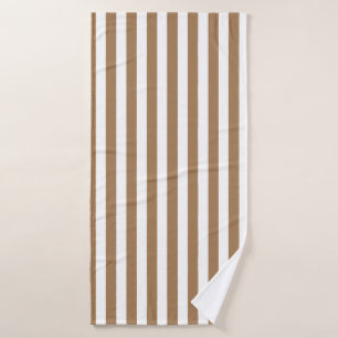 Preppy Gold and White Stripes Geometric Pattern Bath Towel