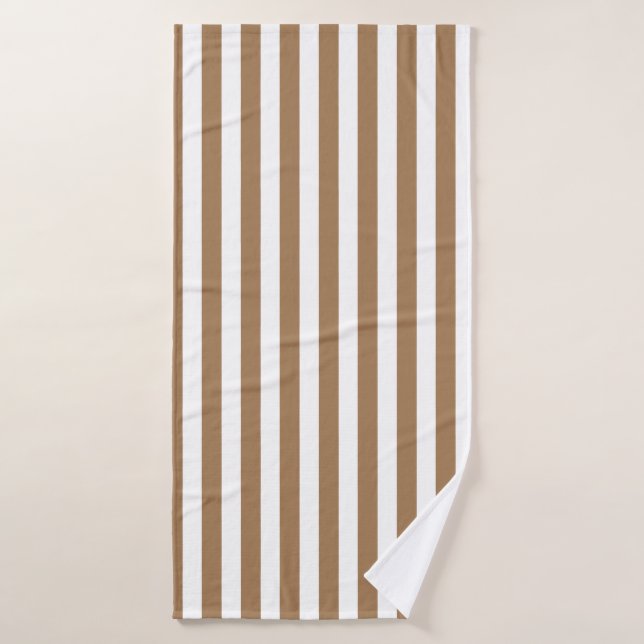  Preppy Gold and White Stripes Geometric Pattern Bath Towel (Bath Towel)