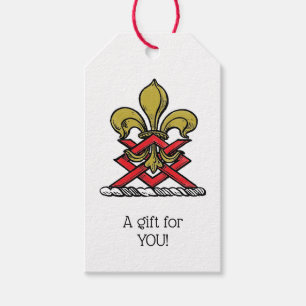 Preppy Gold Red Heraldic Crest Fleur de Lis Emblem Gift Tags