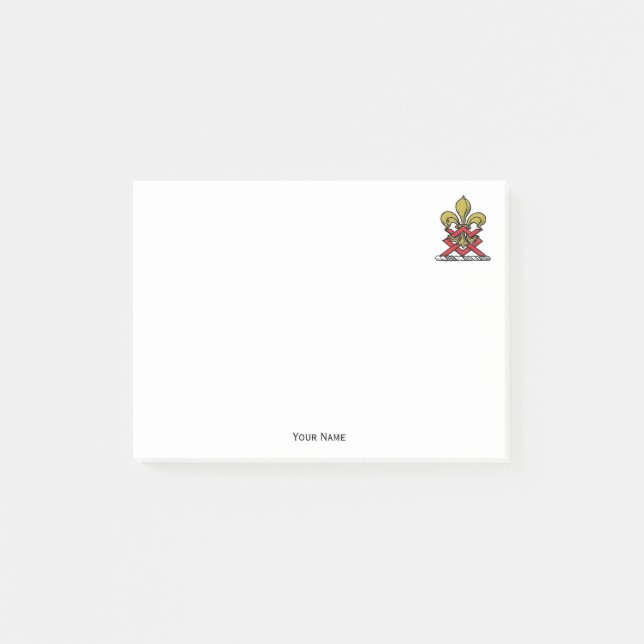 Preppy Gold Red Heraldic Crest Fleur de Lis Emblem Post-it Notes (Front)