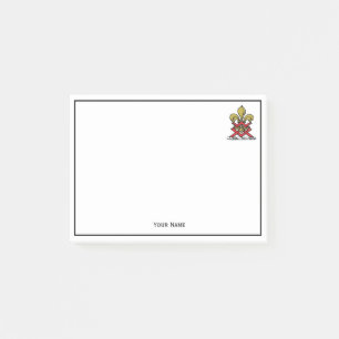 Preppy Gold Red Heraldic Crest Fleur de Lis Emblem Post-it Notes