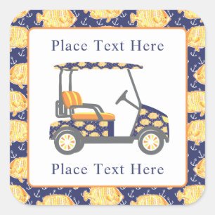 Preppy Goldfish Golf Cart Square Sticker