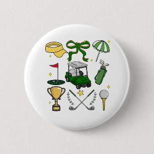 Preppy Golf Coquette 6 Cm Round Badge