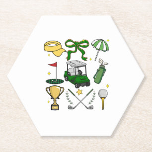 Preppy Golf Coquette Paper Coaster