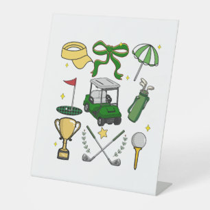 Preppy Golf Coquette Pedestal Sign