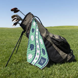 Preppy Golf Crest Gingham – Green & Navy Towel