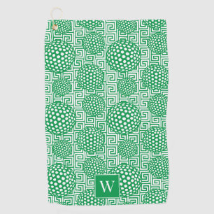 Preppy Golf Greek Key - Classic Green & White Towel