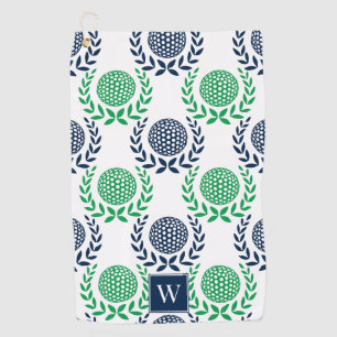 Preppy Golf Laurel Wreath - Navy & Green Towel