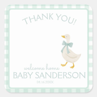 Preppy Goose Baby Shower Card Square Sticker