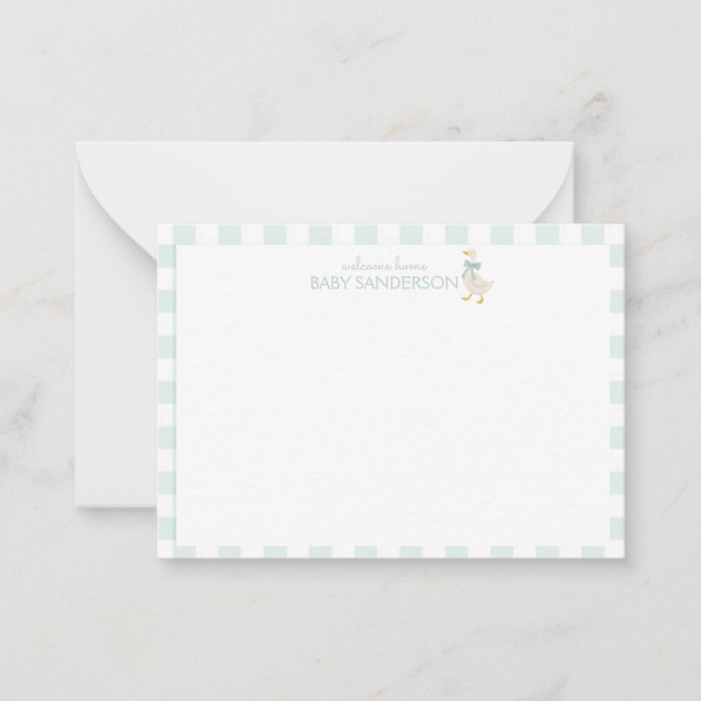 Preppy Goose Baby Shower Note Card (Front)