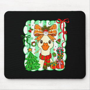 Preppy Gooses Bow Xmas Tree Funny Christmas Girl W Mouse Pad