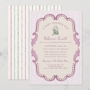 Preppy Grandmillenial Pink It's a Girl Baby Shower Invitation