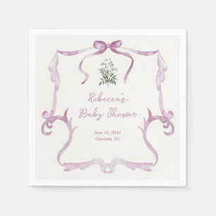 Preppy Grandmillenial Pink Purple Girl Baby Shower Napkin