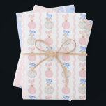Preppy Grandmillennial Christmas Bulbs and Bows Wrapping Paper Sheet<br><div class="desc">Preppy Grandmillennial Christmas Bulbs and Bows Wrapping Paper</div>