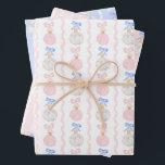 Preppy Grandmillennial Christmas Bulbs and Bows Wrapping Paper Sheet<br><div class="desc">Preppy Grandmillennial Christmas Bulbs and Bows Wrapping Paper</div>