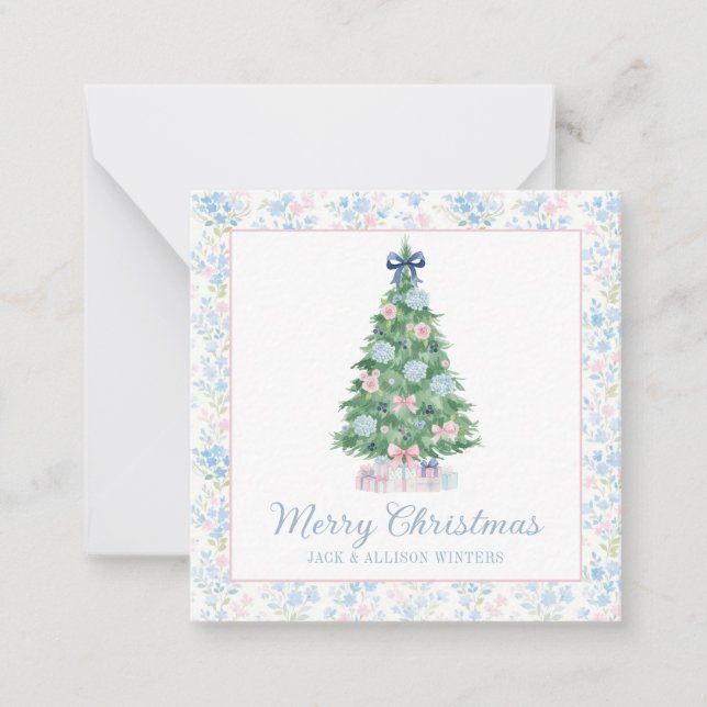Preppy Grandmillennial Christmas Tree Card (Front)