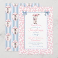 Preppy Grandmillennial Cute Cow Moo Moo Birthday