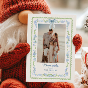 Preppy Grandmillennial Garland Christmas Photo Holiday Card