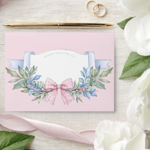 Preppy Grandmillennial Holly with Pink Bow Envelope
